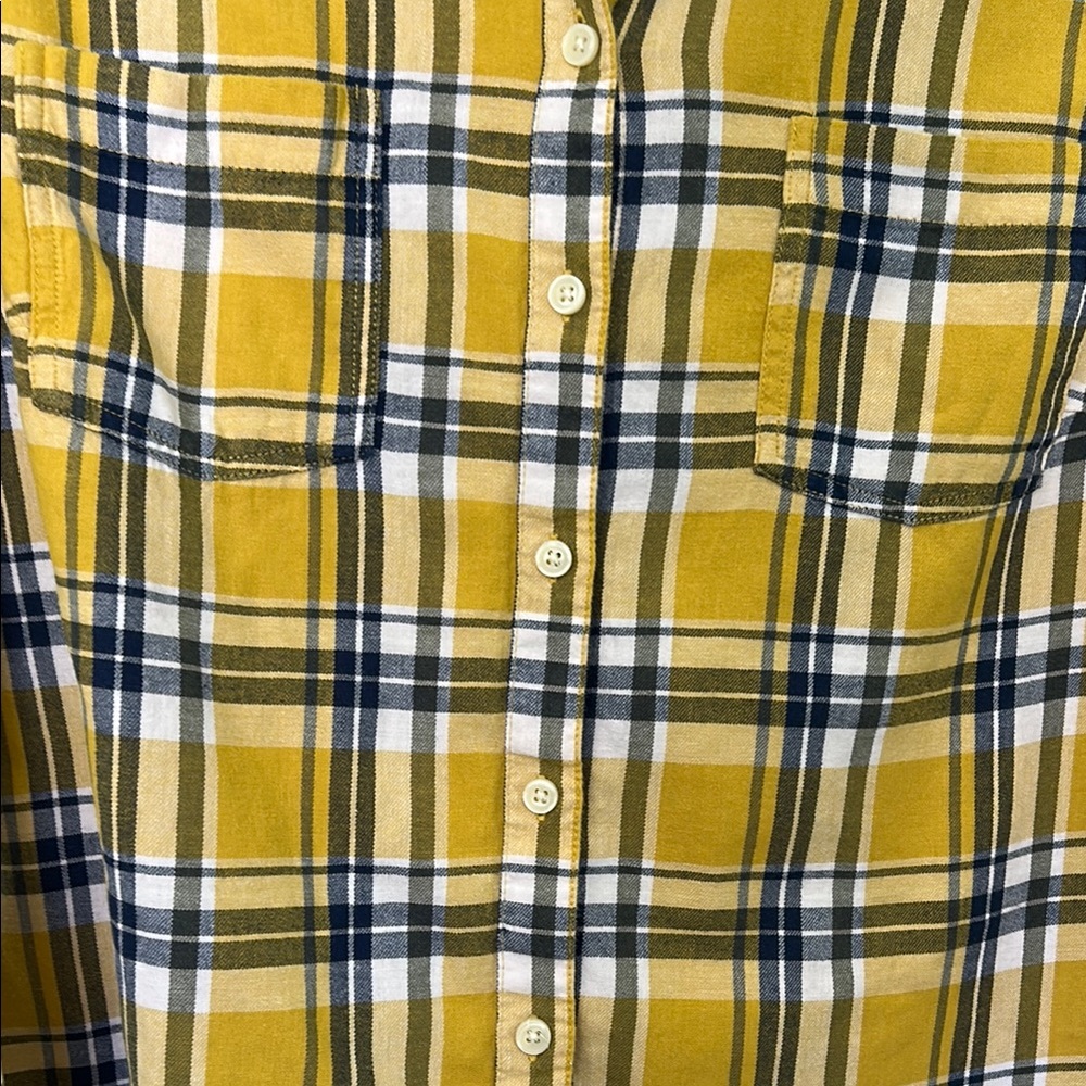 Old Navy Yellow and Black Woman's Large Casual Button Down Shirt - Picture 6 of 8